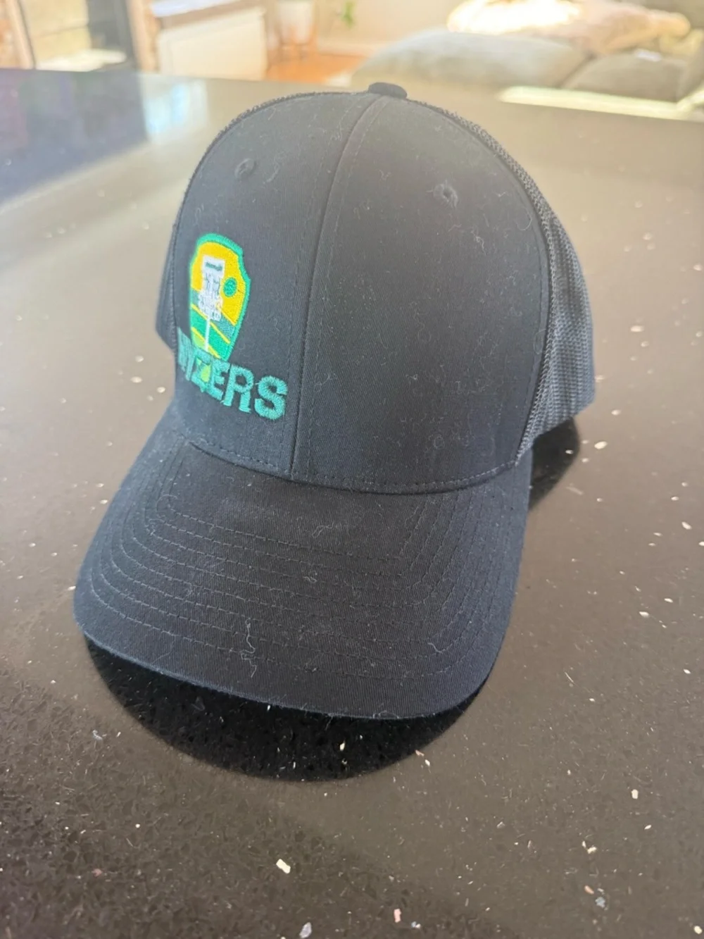 Disc Golf Black Trucker Hat with Green & Yellow HYZERS Patch